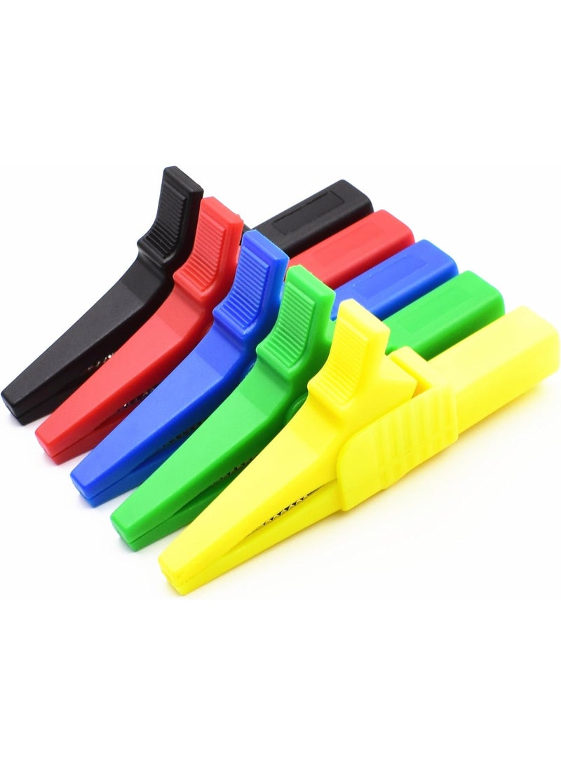 5 Colors 10Pcs Heavy Duty Full Insulated Automotive Car Battery Alligator Clips Electrical Test Clips with 4mm Banana Jack Socket Terminals for Multimeter Test Leads - Image 2